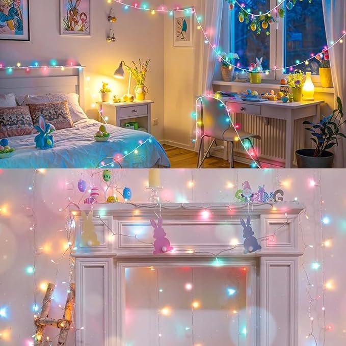LAMPHOME 33ft Christmas Decorative Mini Lights, 100 LED Easter String Light - Image 5