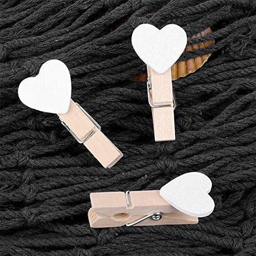 100 Pcs White Mini Wooden Heart Clothespins 3.5 cm - Image 3