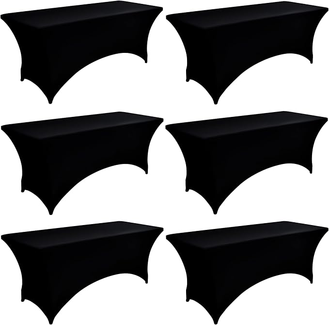 6-Pack 6ft Black Spandex Table Covers by Unknown