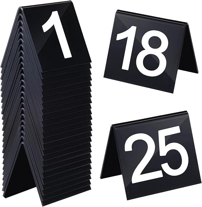 Table Numbers 1-25 Acrylic Restaurant Table Numbers Double Side Plastic Table by Unknown