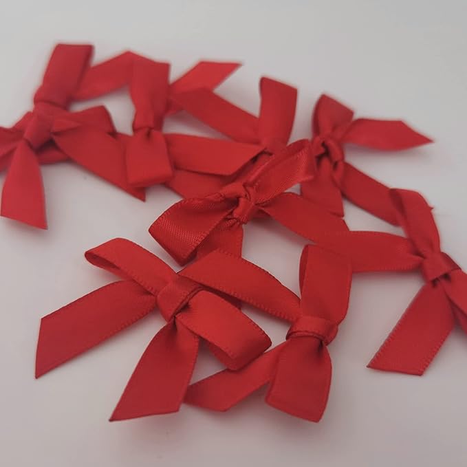 50pcs 1-1/2" Mini Red Satin Ribbon Bows - Image 8