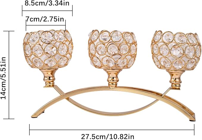 4Set Gold Crystal Candle Holders Decorative Candelabra - Image 7