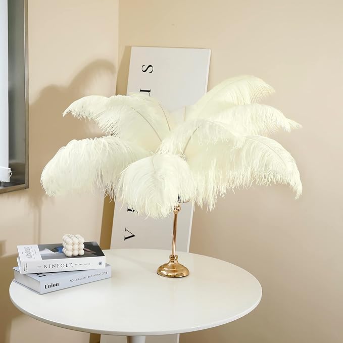 Beige Large Ostrich Feathers Bulk- 16-18 inches 10pcs - Image 4