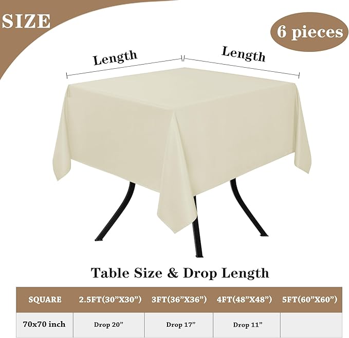 Fitable 6 Pack Square Tablecloths - Image 5