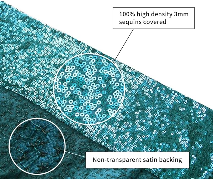 Poise3EHome 8Ft x 10Ft Teal Sequin Backdrop, Glitter Thick Satin Sequin - Image 5