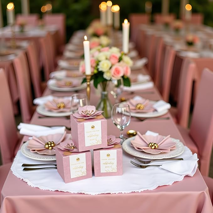 FEIYI 20 PCS Favor Boxes, 3 In 1 Dusty Rose Candy Boxes - Image 8