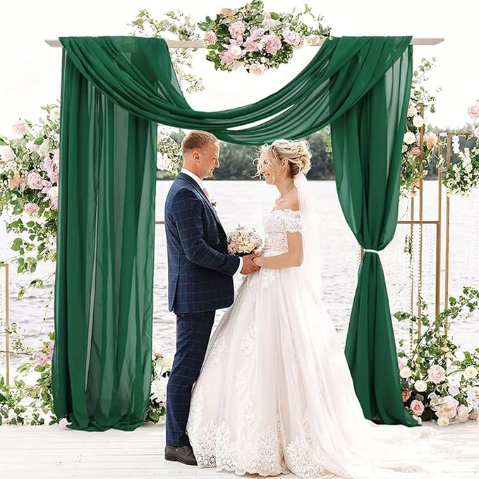 Emerald Green 4 Panels Wedding Arch Draping Fabric 20Ft Length x 28" Width Arch - Image 2
