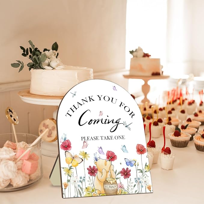 Winnie Bridal Shower Sign, Classic Pooh Thank You Wooden Sign - Image 3