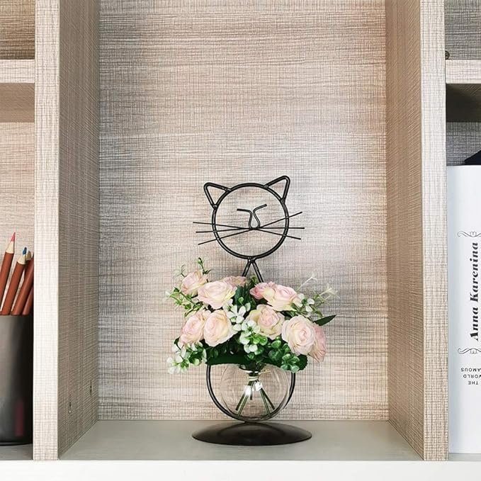 Marbrasse Desktop Glass Planter Vase Holder, Modern Creative Cat Plant - Image 4