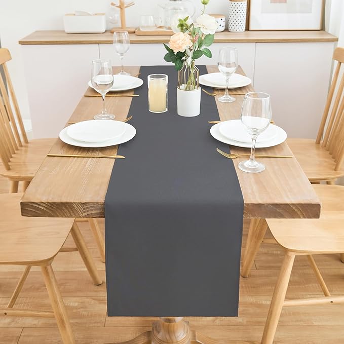 2 Pack Grey Table Runner 12 x 60 Inch Solid Color Farmhouse Runners Coffee - Image 3