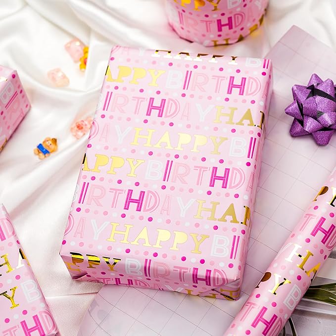 Yarcony Girl Birthday Wrapping Paper, Baby Shower - Image 7