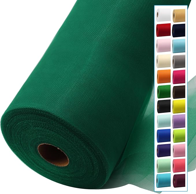 Hunter Green Tulle Fabric Rolls 54 Inch by 40 Yards Tulle Bolt Spool by IONTACH