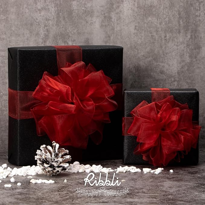 Ribbli Red Sheer Organza Ribbon, 1-1/2 Inch x Continuous 50 Yard Use - Image 4