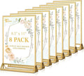 EHWINE 8 Pack Acrylic Sign Holder 8.5 x 11, Double Sided Gold Picture Frame by EHWINE