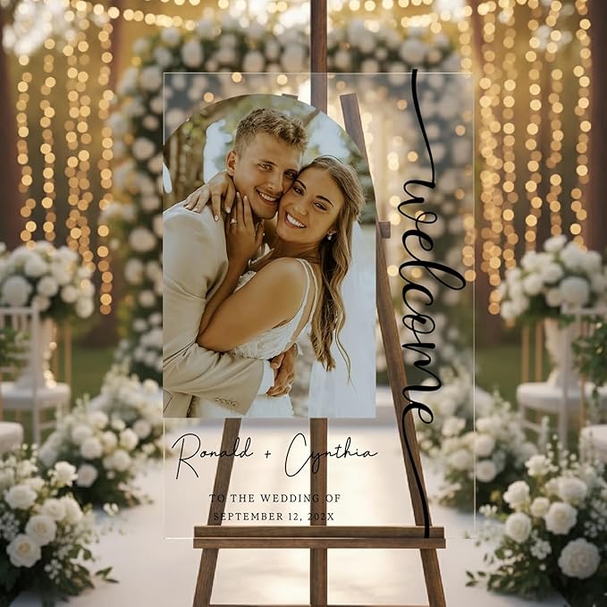 Personalized Wedding Photo Acrylic Welcome Sign – Custom Picture Board - Image 2