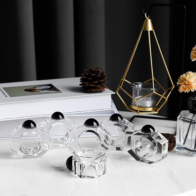Crystal Napkin Rings Holder Silver Diamond Napkin Rings Pack of 6 Pieces - Image 5
