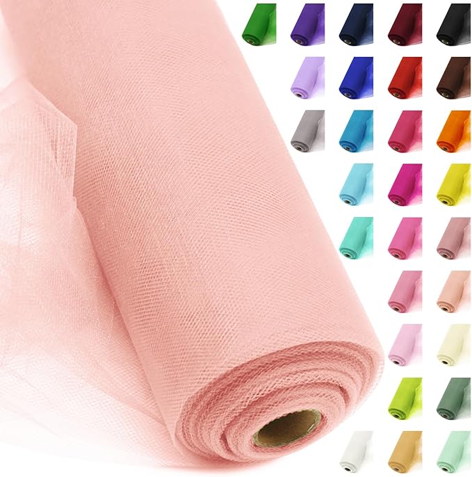 54" Tulle Fabric Rolls Blush Tutu Spool Bolt by AblemeDeco