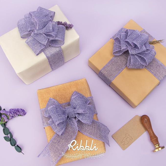 Ribbli Light Purple/Lavender Burlap Wired Ribbon, 1-1/2 Inch x 10 Yard - Image 6