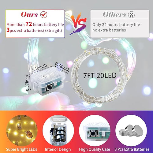 100 Pack Fairy Lights 7Ft 20 LED Twinkle String Lights 3 Modes Battery Operated - Image 2