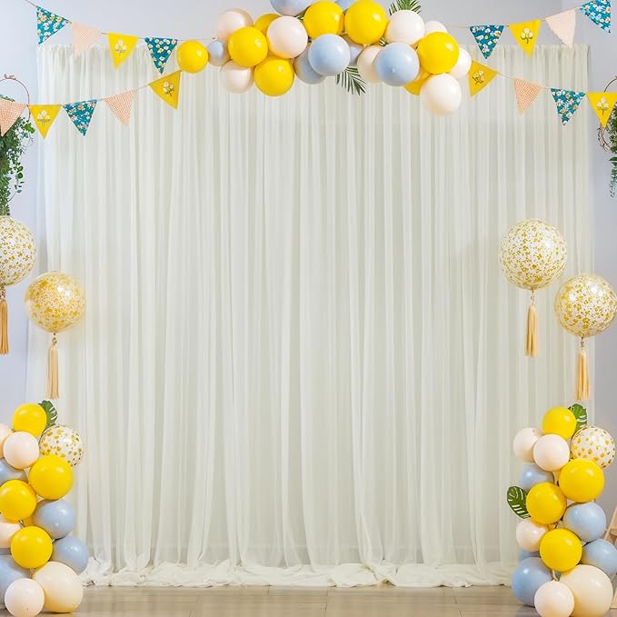 10x10ft Ivory Tulle Backdrop Curtain - Image 8
