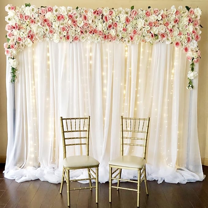 10ft x 7ft White Chiffon Backdrop Curtain - Image 5
