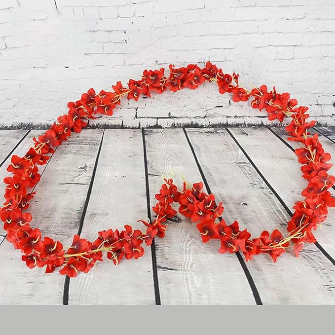 12 Pack Red Wisteria Hanging Flowers Garland, 3.77 Feet Artificial Flower Vines - Image 7