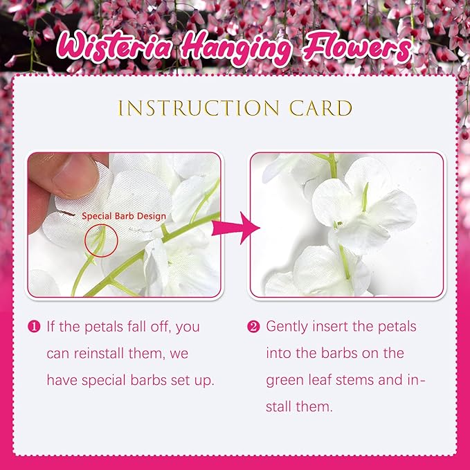 5 Pack Fuchsia Wisteria Hanging Flowers, 3.44 Ft Fake Hanging Flowers, - Image 5
