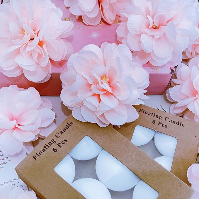 24 Pcs Floating Candles for Centerpieces and Floating Flowers for Centerpieces - Image 5
