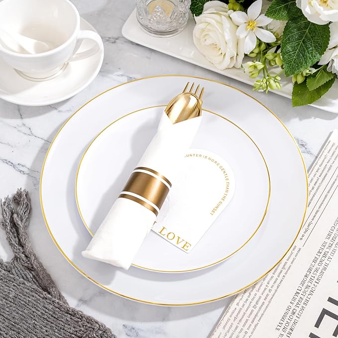 KIRE 175PCS Gold Plates Disposable - Image 2