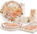Boho Plates and Napkins Sets for 25 Guests, Floral Birthday Party supplies for by CheeryLand