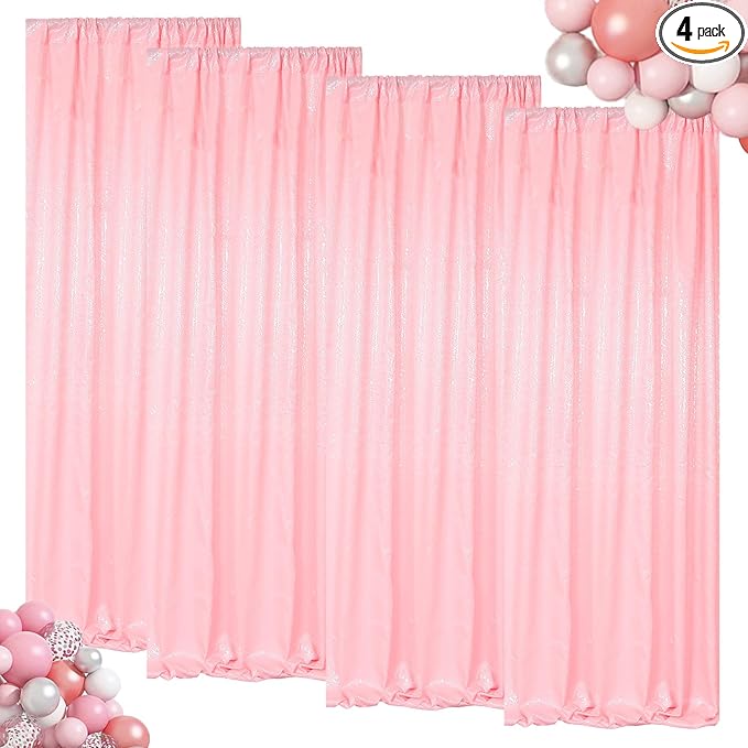 ShinyBeauty Sequin Curtains 4 Panels Baby Pink | 2Ft x 8Ft Sparkle Photo by ShinyBeauty