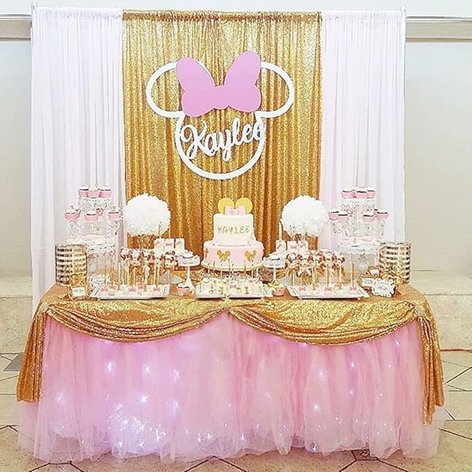 Gold Sequin Backdrop Curtains 2 Panels 2FTx8FT Glitter Gold Photo Backdrop - Image 5
