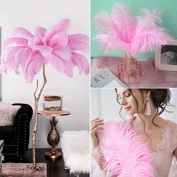 NEWONG 30pcs Pink Ostrich Feathers Natural Bulk 8-10inch Vase Craft Wedding - Image 7