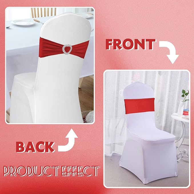 100PCS Spandex Chair Sashes Bows Stretch ChairCover Band, Elastic Chair Ties - Image 5