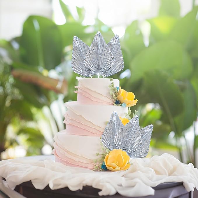 Ephlyn 6Pcs Paper Palm Leaves Fan Cake Toppers Palm Leaf Fan Cake Picks Craft - Image 7