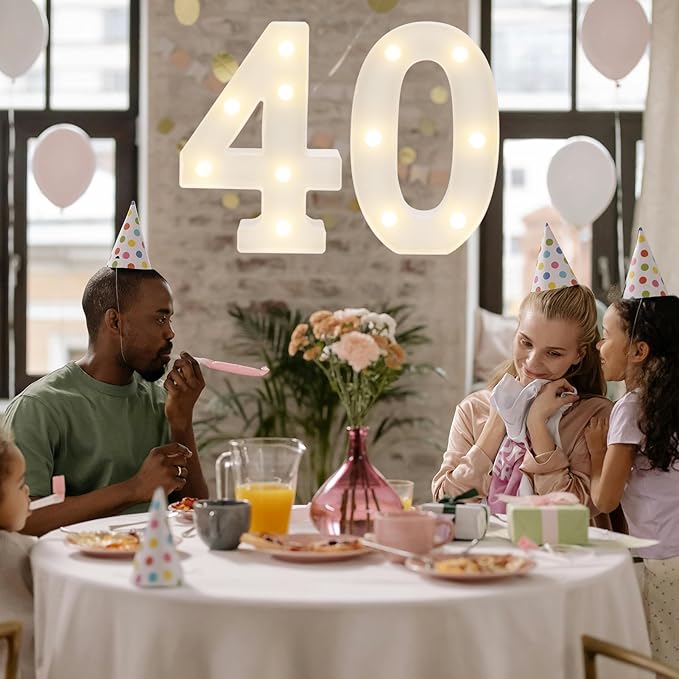 Decorative Led Light Up Numbers, 40th Birthday Decorations, Warm White Led - Image 4