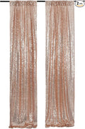 2ft x 8ft Rose Gold Sequin Backdrop Curtains Photography 2 Panels by Poise3EHome