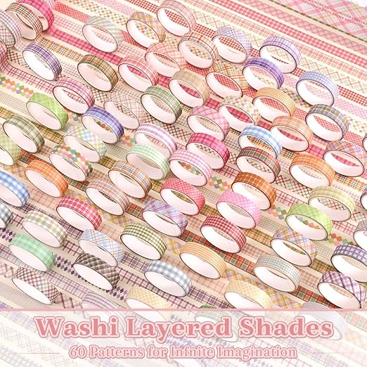 60 Rolls Cross line Theme Washi Tape Set, Writable Decorative Tapes - Image 3