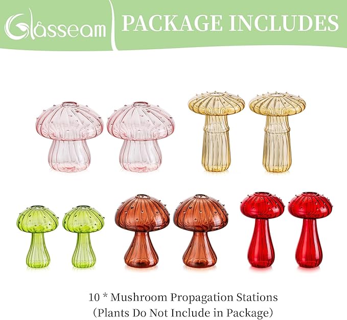 Glasseam Mushroom Planter Propagation Vase, Cute Hydroponic Small Planter - Image 6