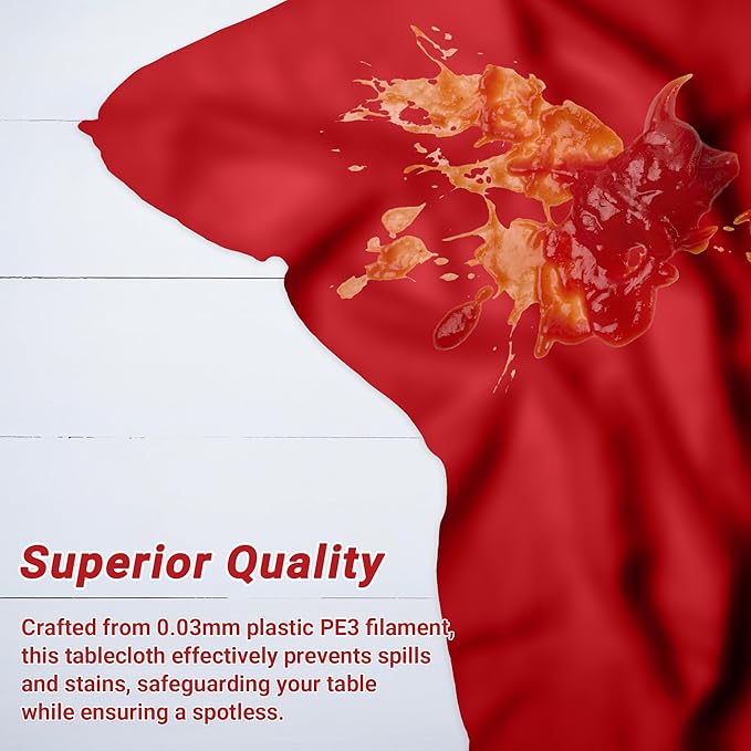 12 PCS Red Disposable Plastic Tablecloth, Party Red Plastic Table Cloth - Image 4