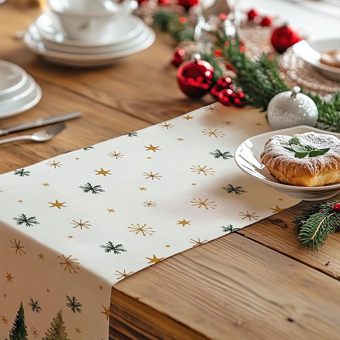 GEEORY Christmas Table Runner 13x72 Inch, Xmas Tees Snowflakes Holiday - Image 5