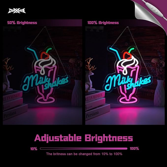 Milk Shakes Neon Signs Ice Cream Neon Light Milk Tea LED Neon Light Milk USB - Image 4