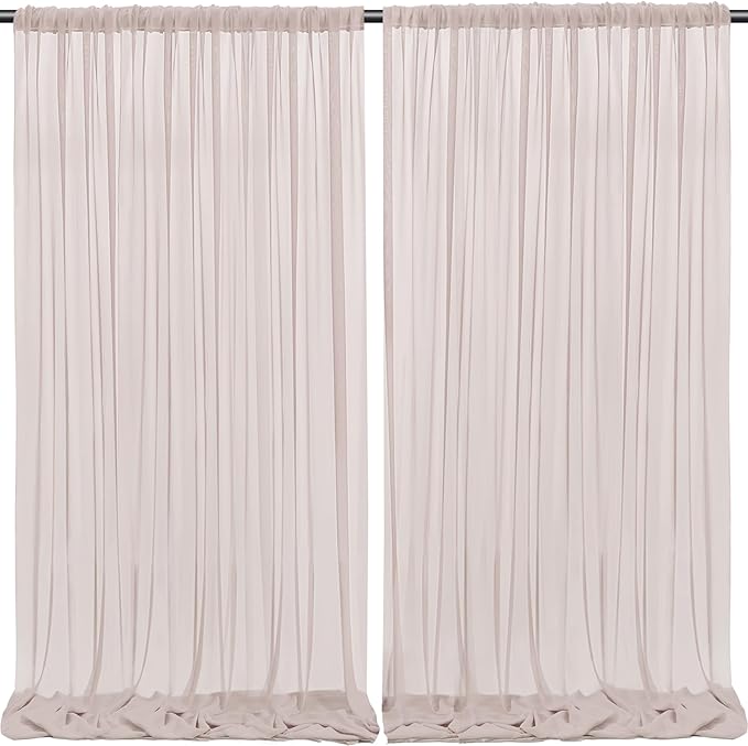 PARTISKY 10ftx10ft Taupe Chiffon Sheer Backdrop Curtains, Wrinkle-Free Wedding - Image 8
