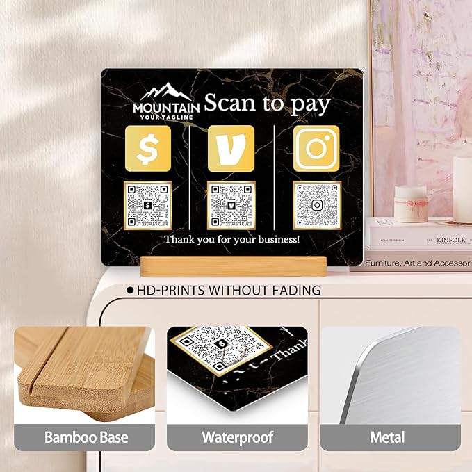 Personalized Custom Metal QR Code Sign Venmo Cashapp Scan to Pay - Image 3