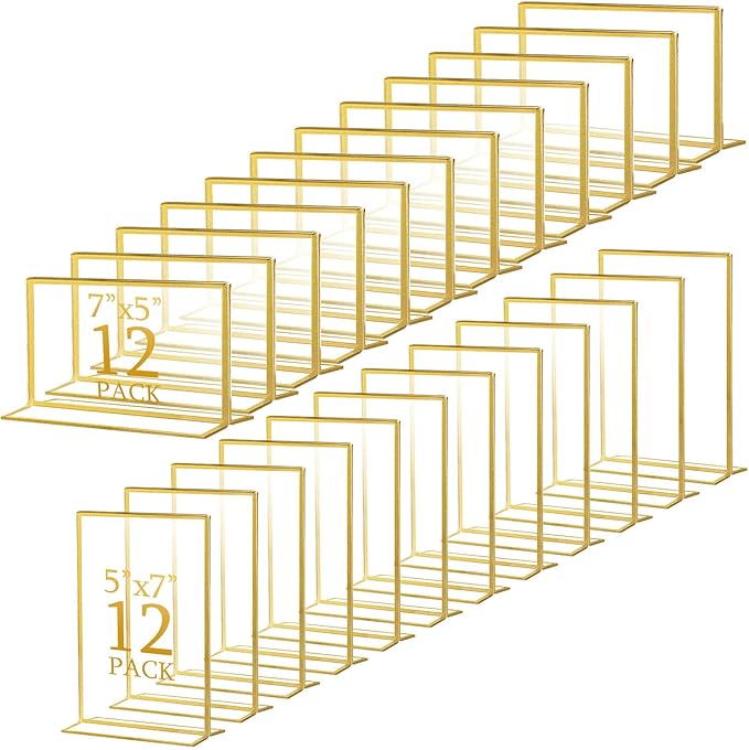 Hoteam 24 Pack 5 x 7/7 x 5 Clear Acrylic Sign Holder by Hoteam