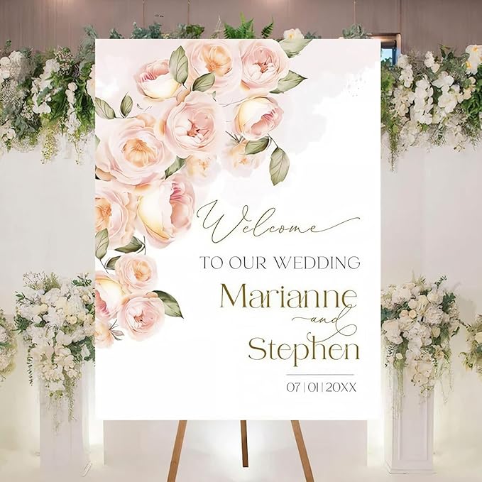 Personalized Welcome To Our Wedding Sign, Wedding Decorations, Flowers Wedding by Custom