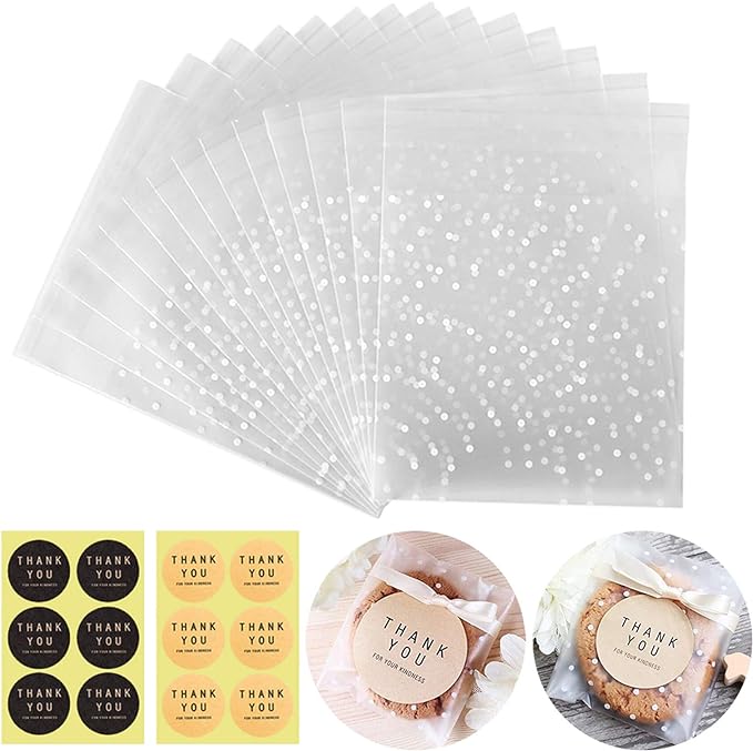 100 Packs Self Sealing Cellophane Treat Bags 5x7 Inches, Searik 4 Mils by Searik