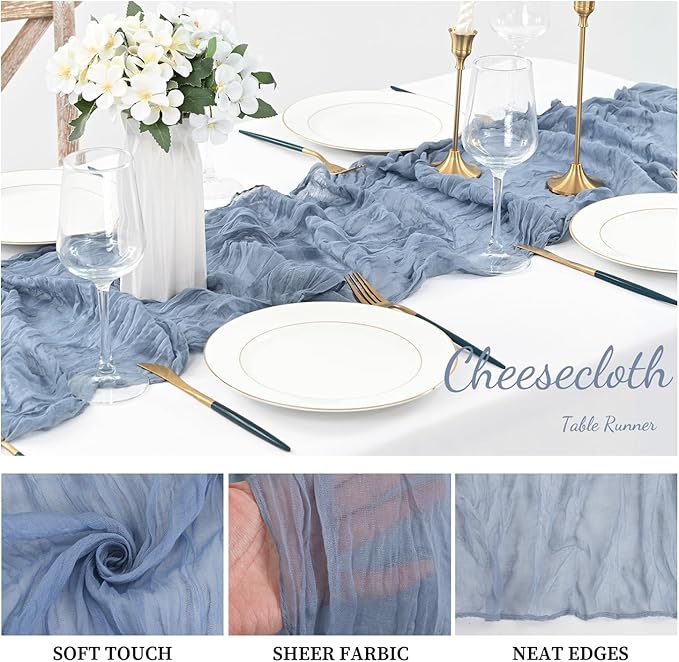 12 Pack Dusty Blue 10FT Cheesecloth Table Runner Rustic Gauze Fabric Cheese - Image 3