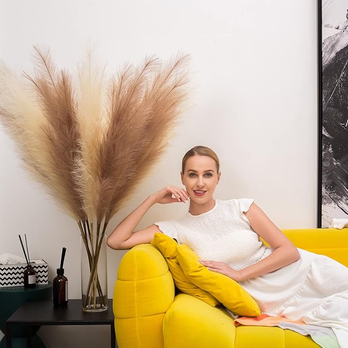 EVODIS Faux Pampas Grass 8 Stems, Artificial Pampas Grass - Image 6
