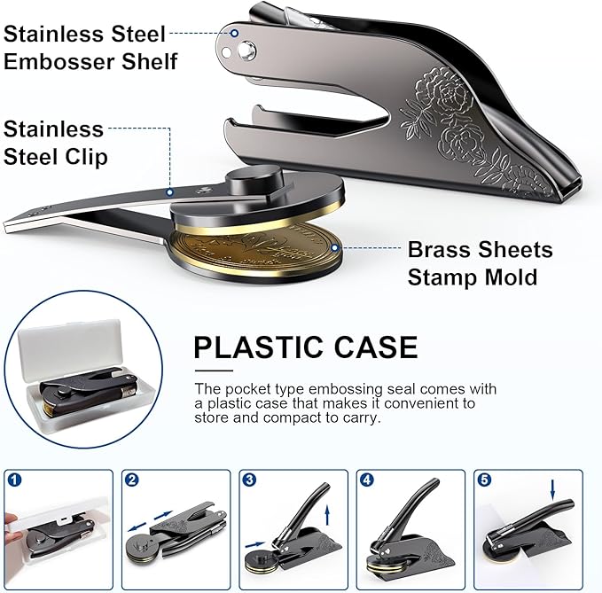 Book Embosser Personalized Custom Embosser Stamp Your Own Text or Logo Design - Image 3